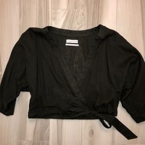 urban outfitters army green tie crop top